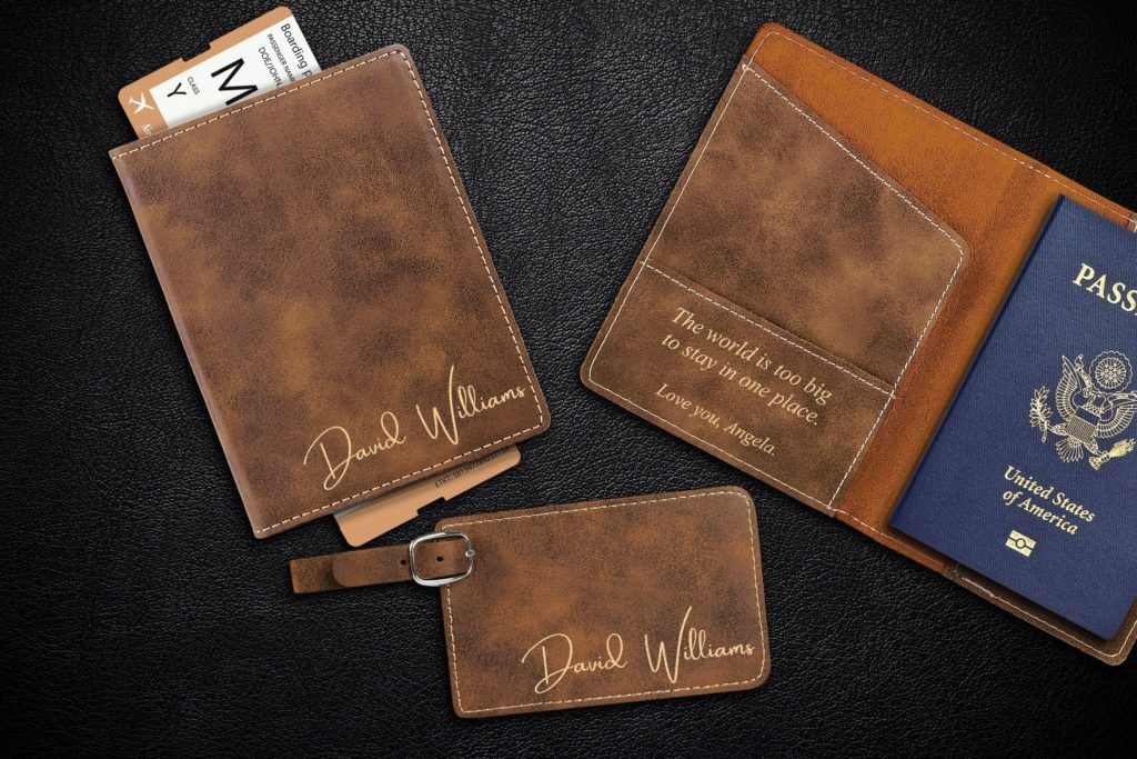 Monogrammed Leather Passport Wallet groomsmen gift ideas