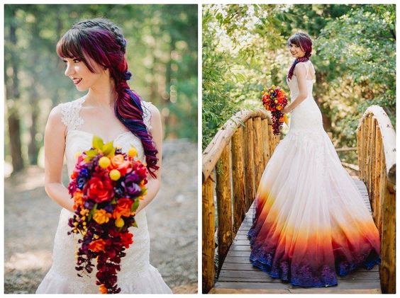 air brushed ombre wedding dresses