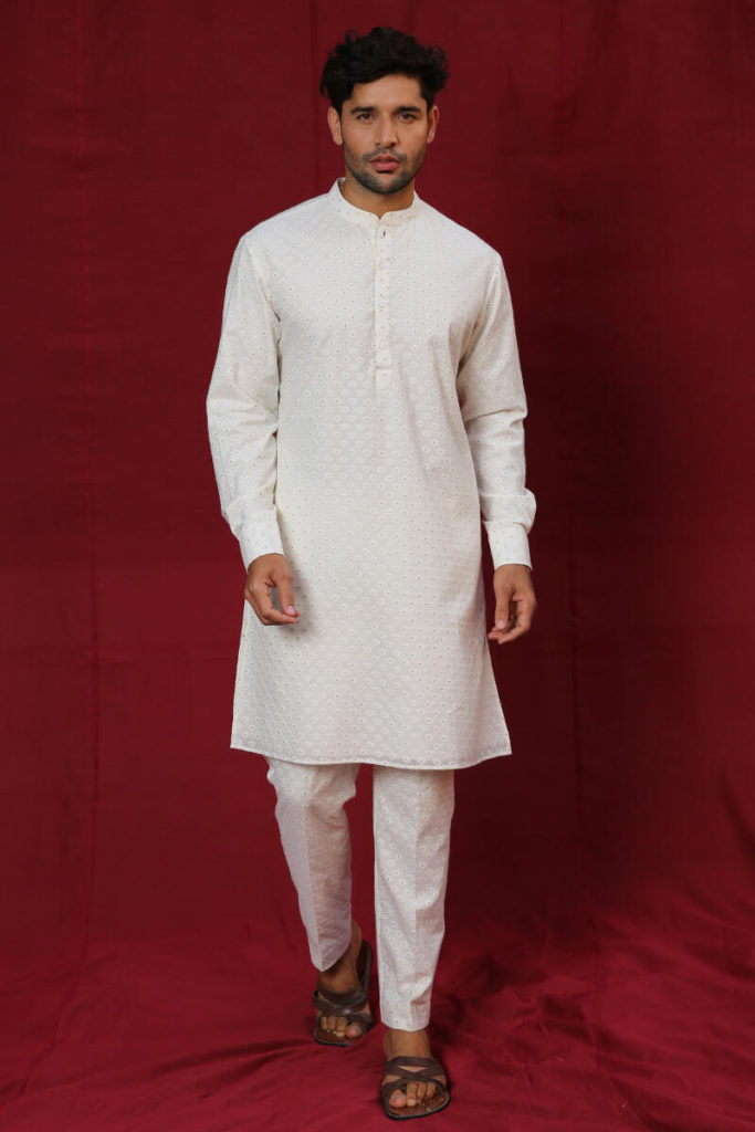 all white wedding kurta for groom