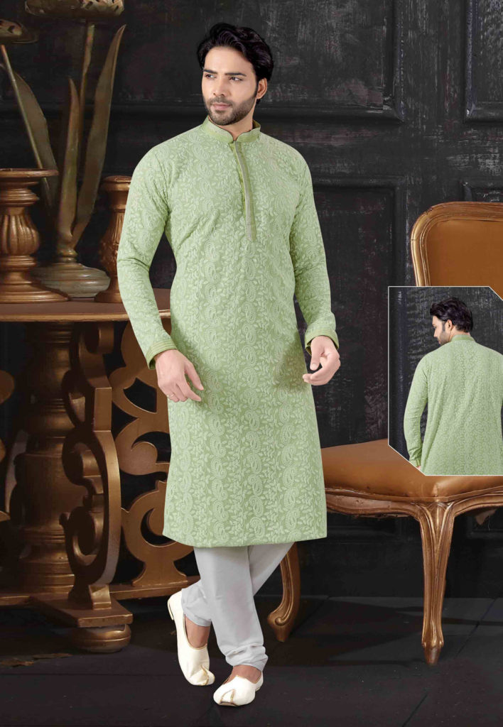 chikankari wedding kurta for groom