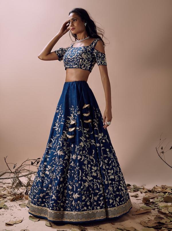 cold shoulder crop top lehenga designs