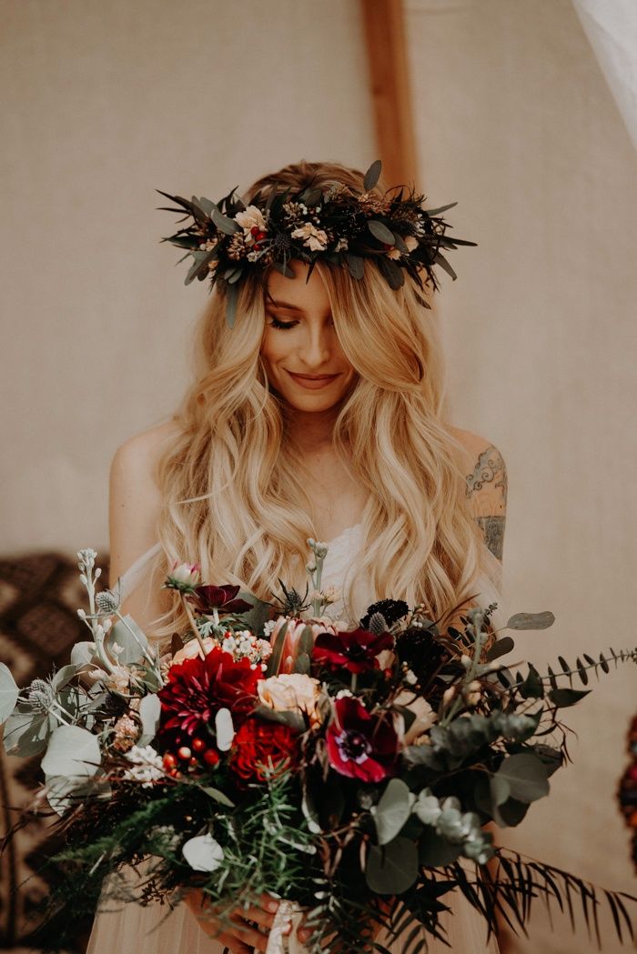 flower crown for boho wedding ideas