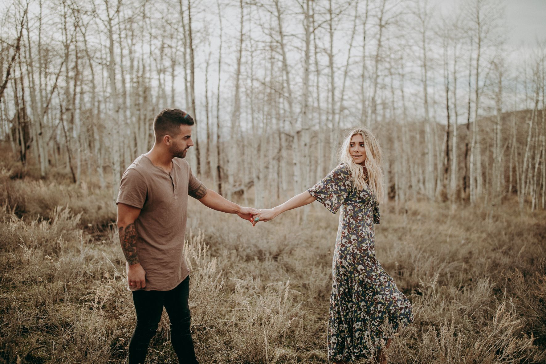 in the woods engagement photo ideas