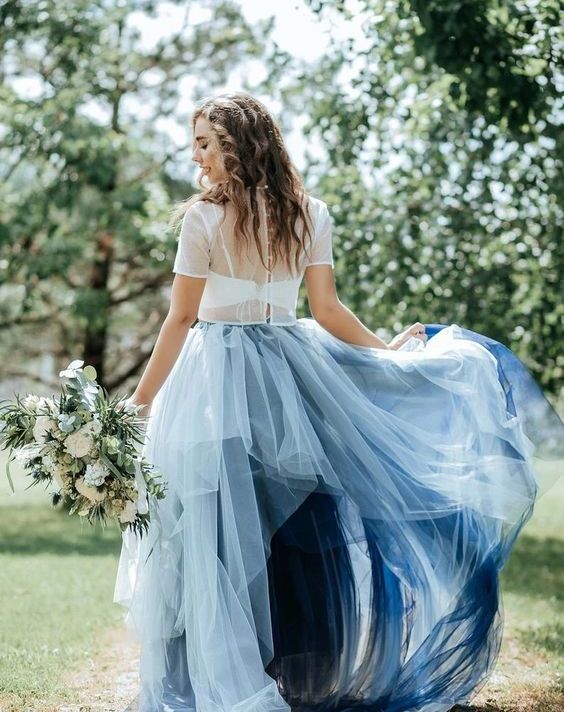 indigo ombre wedding dresses