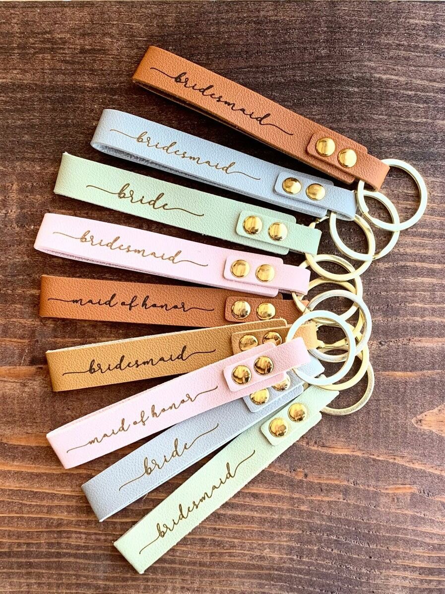 leatherette keychain for Bridesmaid Proposal