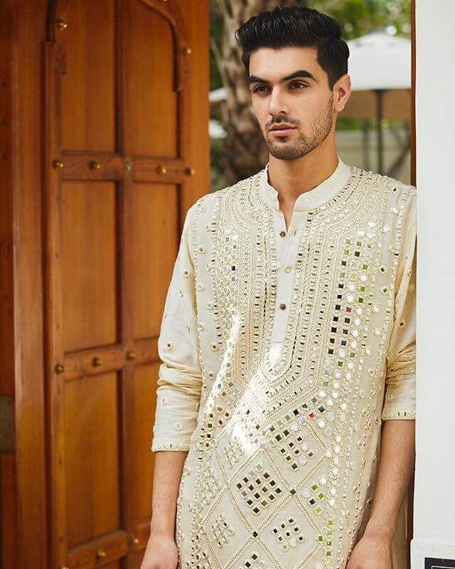 draped wedding kurta for groom