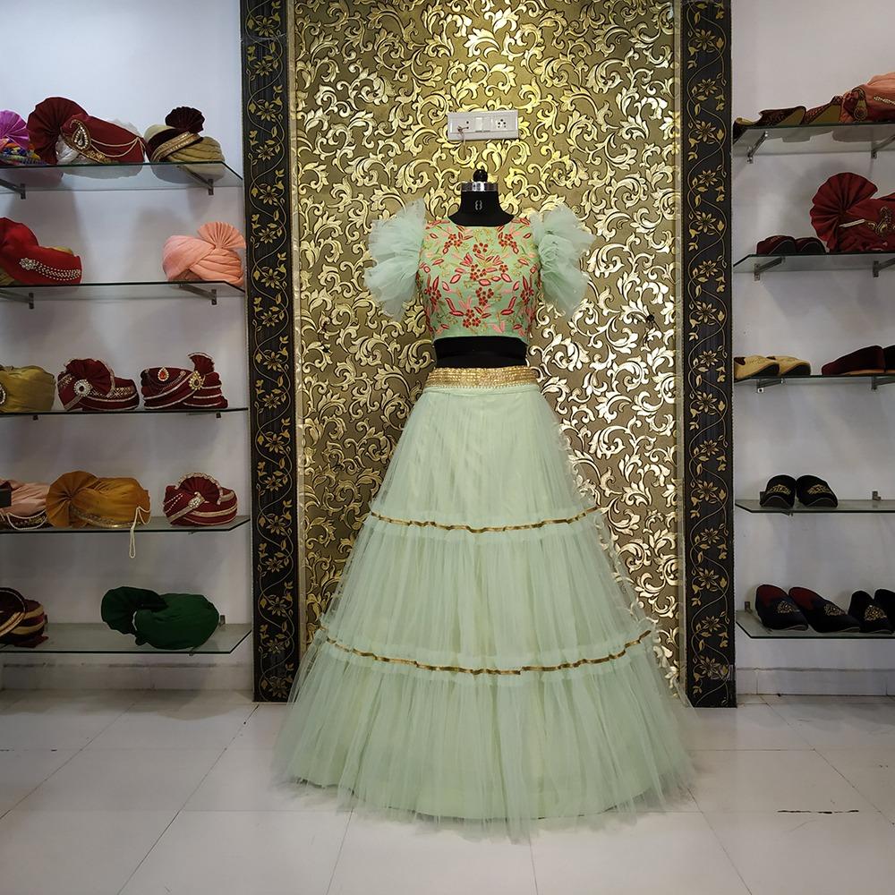 net crop top lehenga designs