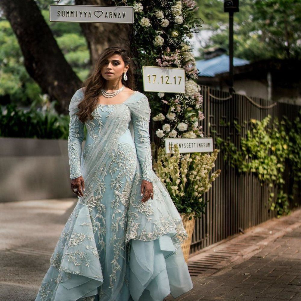 pastel wedding theme powder blue gown