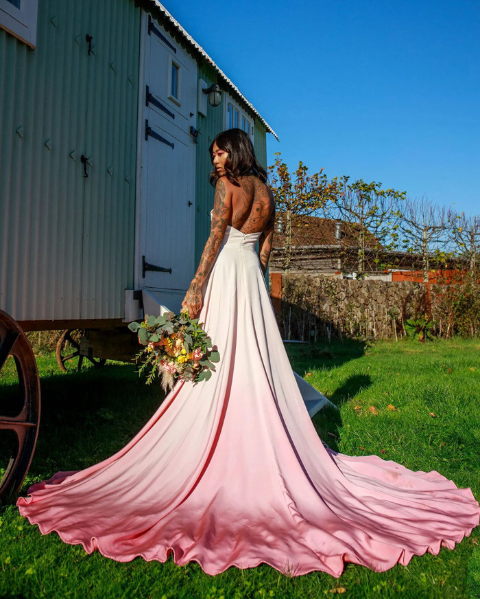 pink ombre wedding dresses