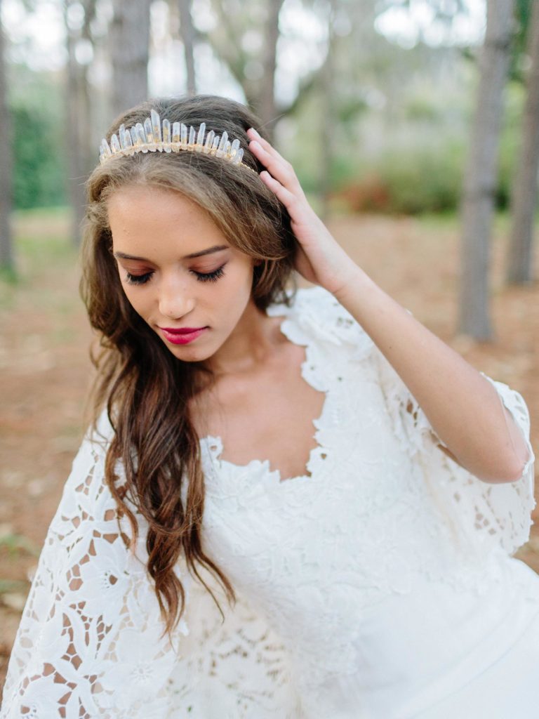 quartz bridal crown for wedding