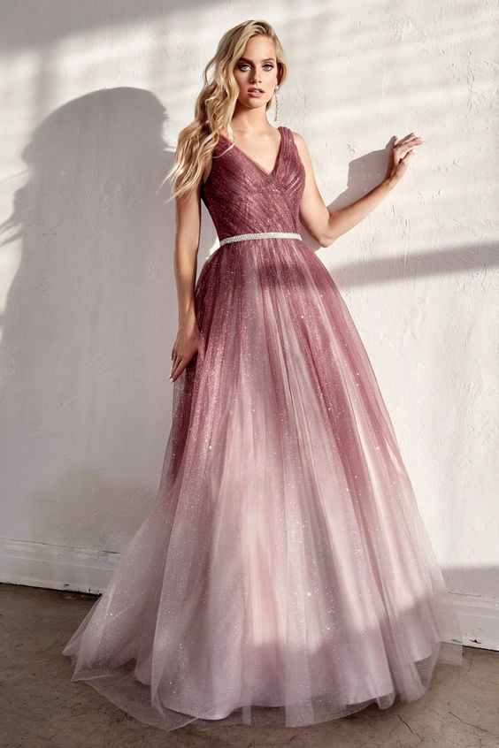 rouge glitter ombre wedding dresses