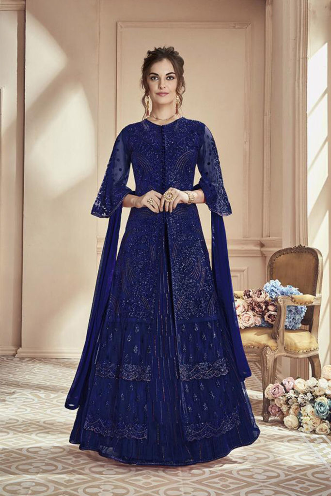 royal navy blue embroidered cocktail dresses for wedding