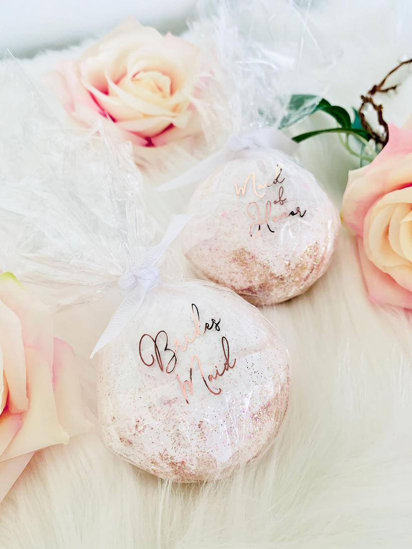 scented glitter bath bomb for Bridesmaid Proposal