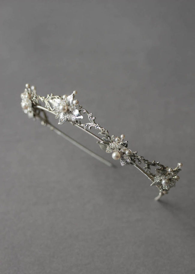 silver bridal crown for wedding