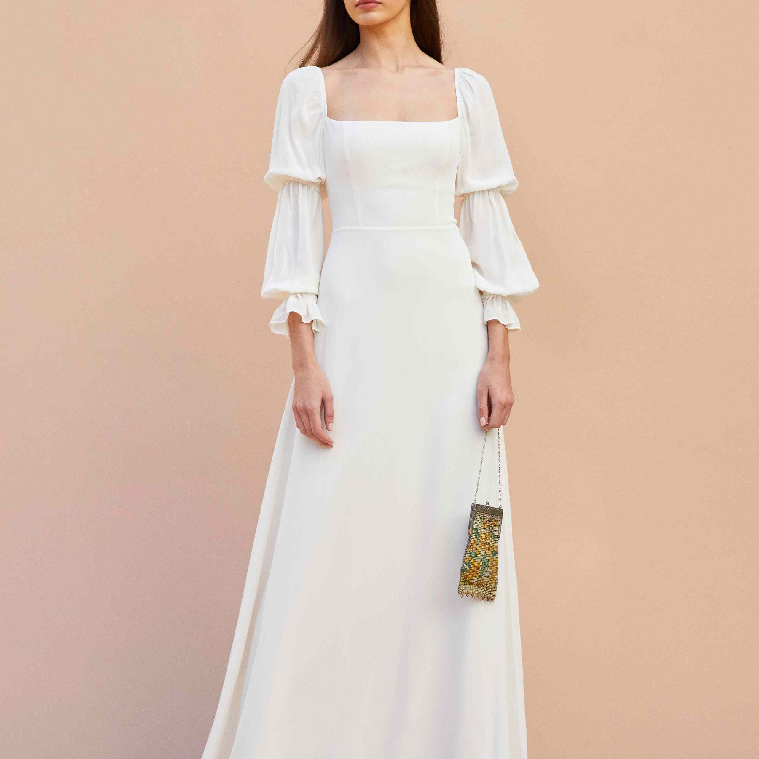 puffed long sleeve wedding dresses