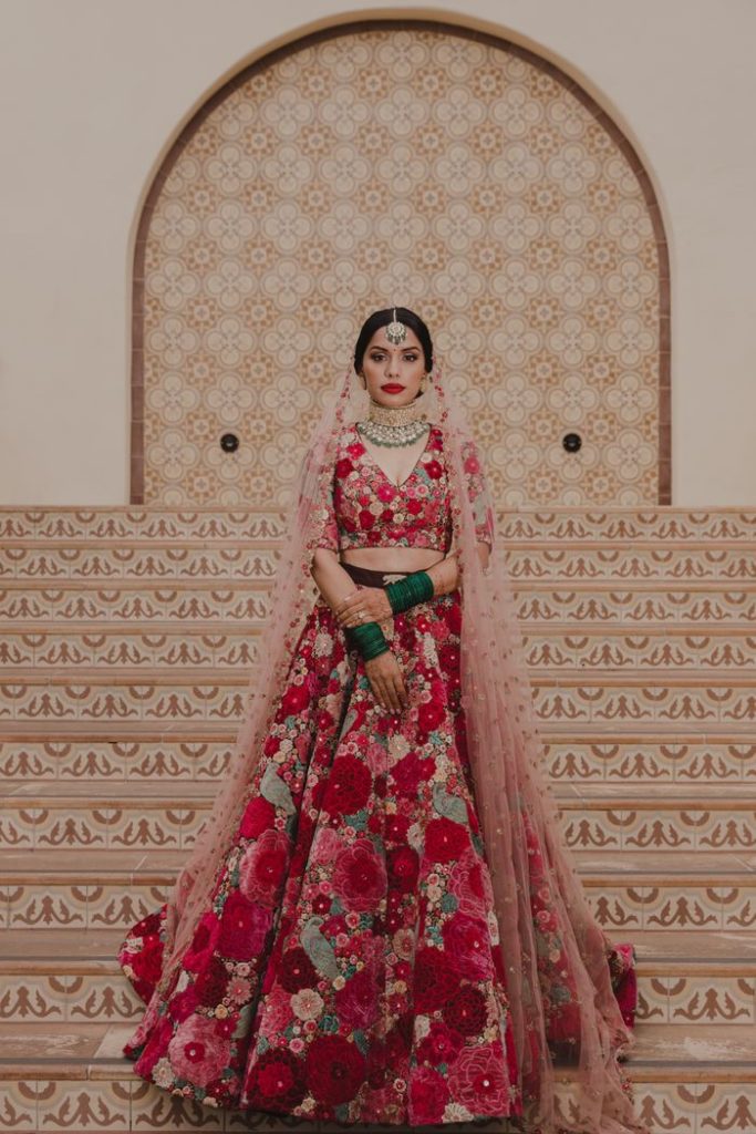 3d flowers floral lehenga designs