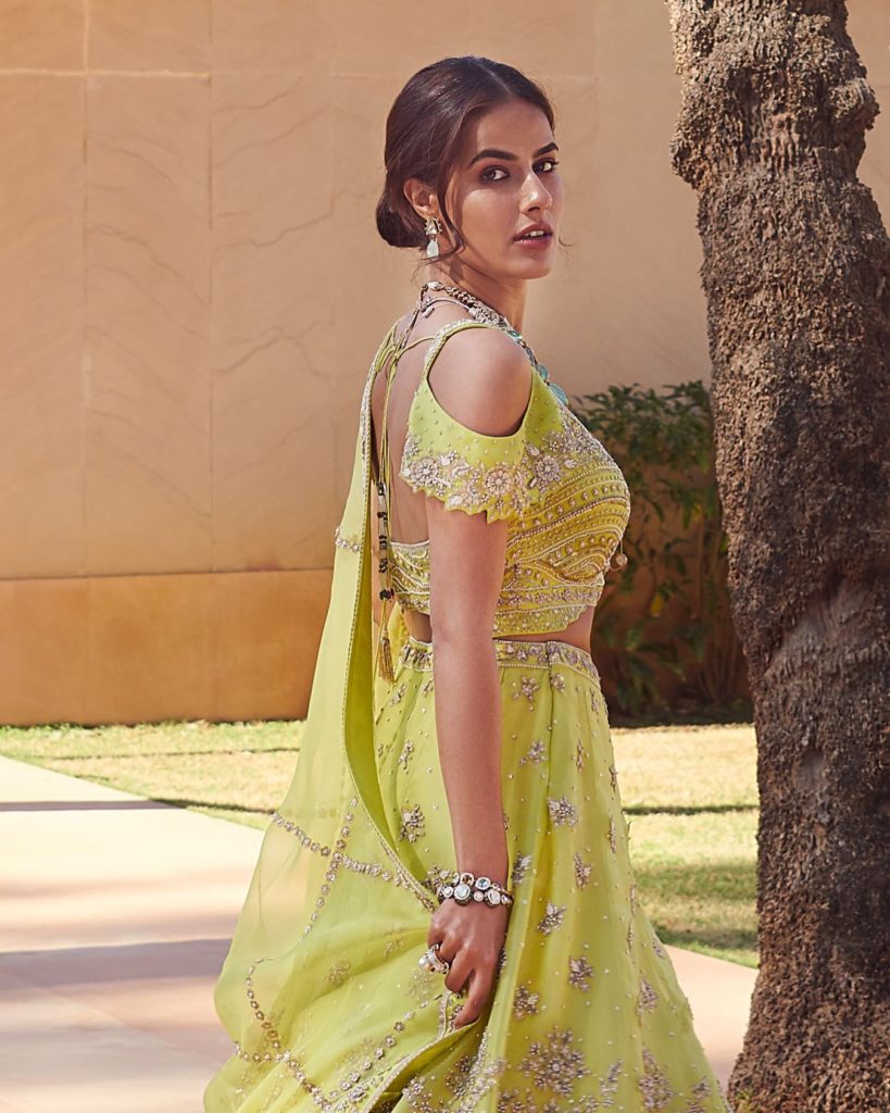 Bright Yellow Floral Lehenga Designs