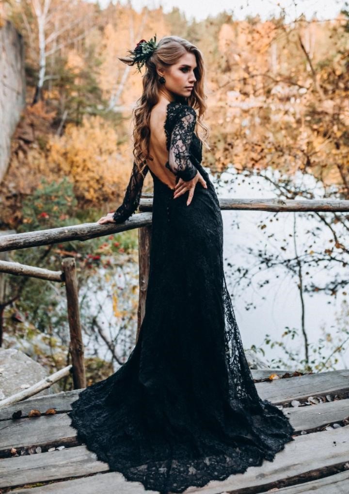 Lace Black Wedding Dresses 