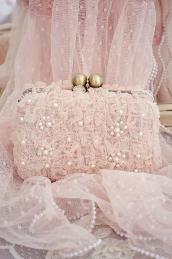 blush pink lace Bridal clutch designs