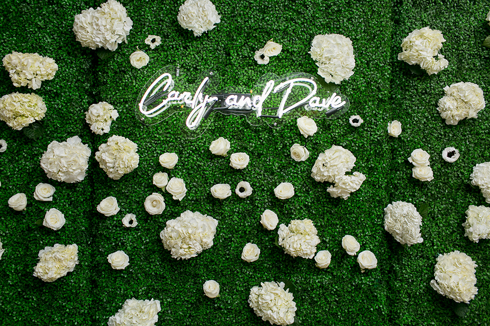 floral wall neon wedding signs