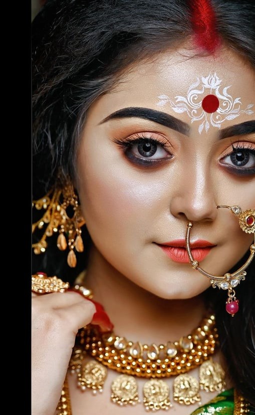 lotus bengali bride bindi design