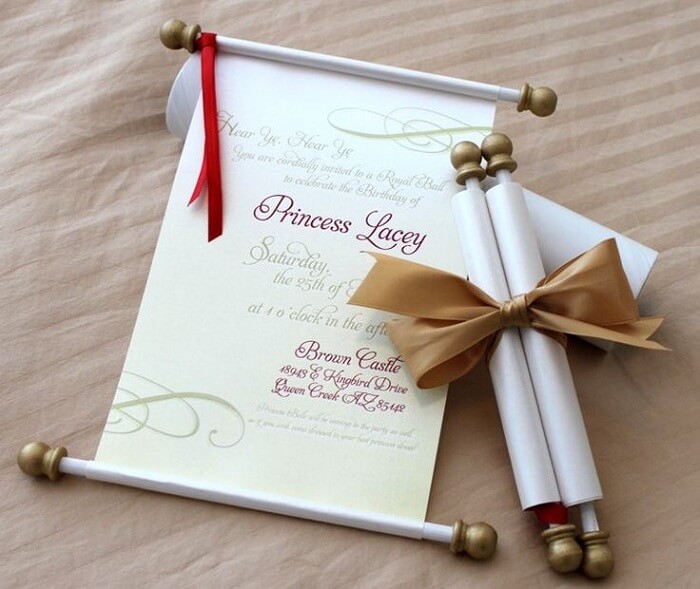 paper scroll rustic wedding invitations