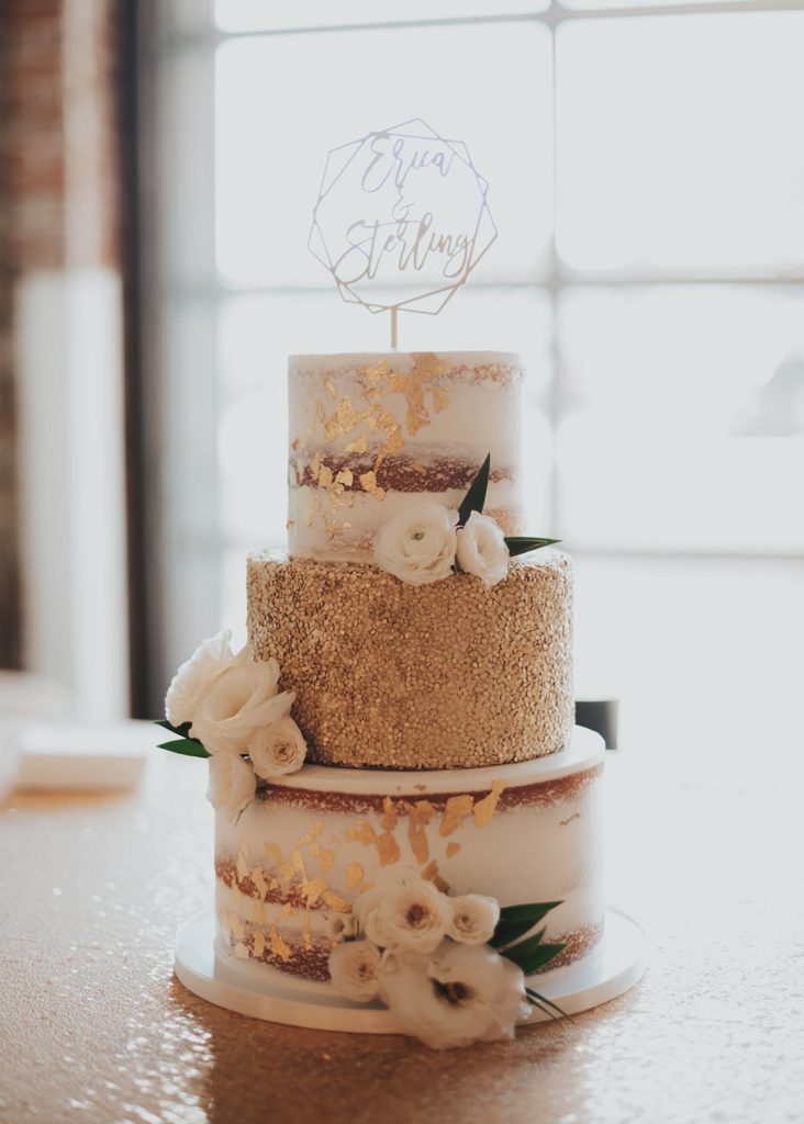 unique engagement cake designs in gold