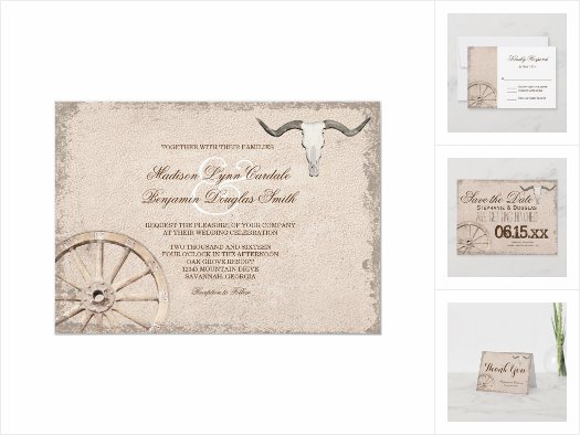 wagon wheel rustic wedding invitations