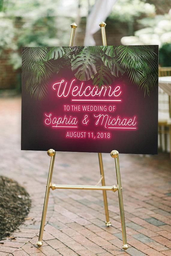 welcome neon wedding signs