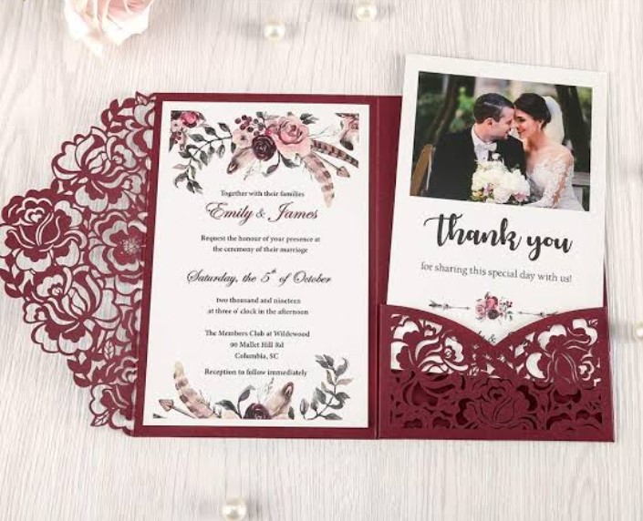 laser cut floral wedding invitations