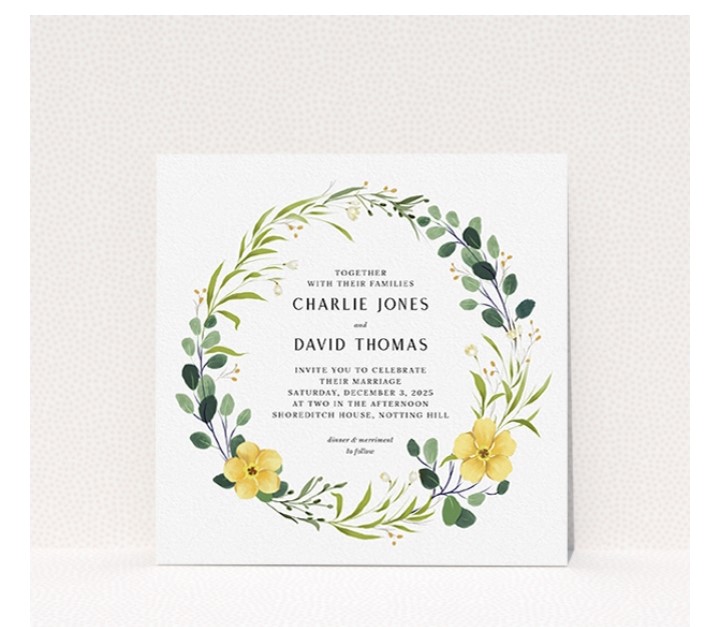 summer wreath  floral wedding invitations