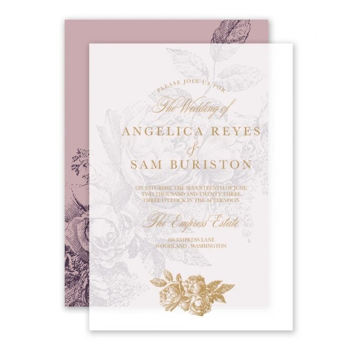 vintage rose floral wedding invitations