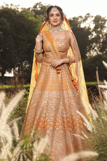 Yellow Bridal Lehenga With Double Dupatta