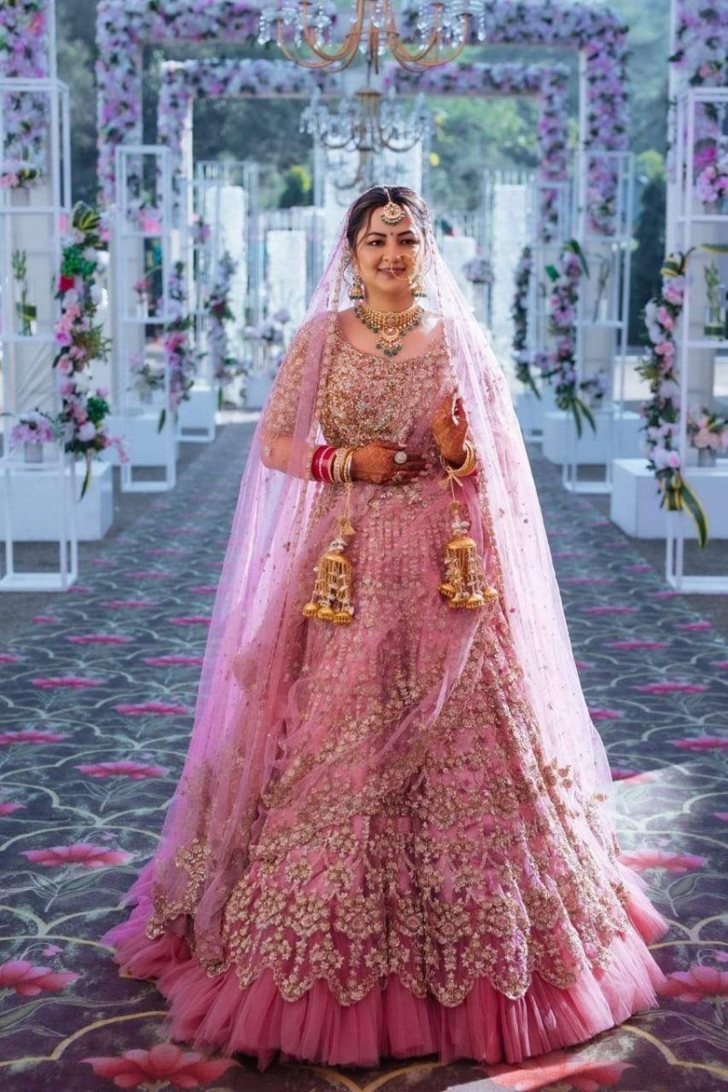 Pink Bridal Lehenga With Double Dupatta