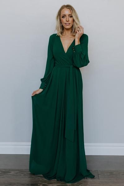 Long Sleeve Maxi Dress - Winter Wedding Guest Dresses