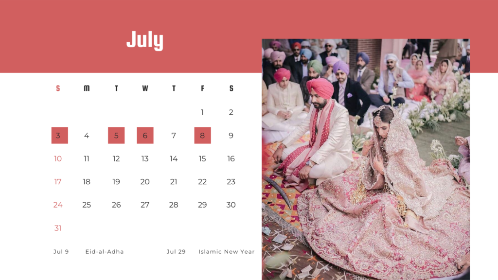 Bengali Marriage Dates in 2022 - July 