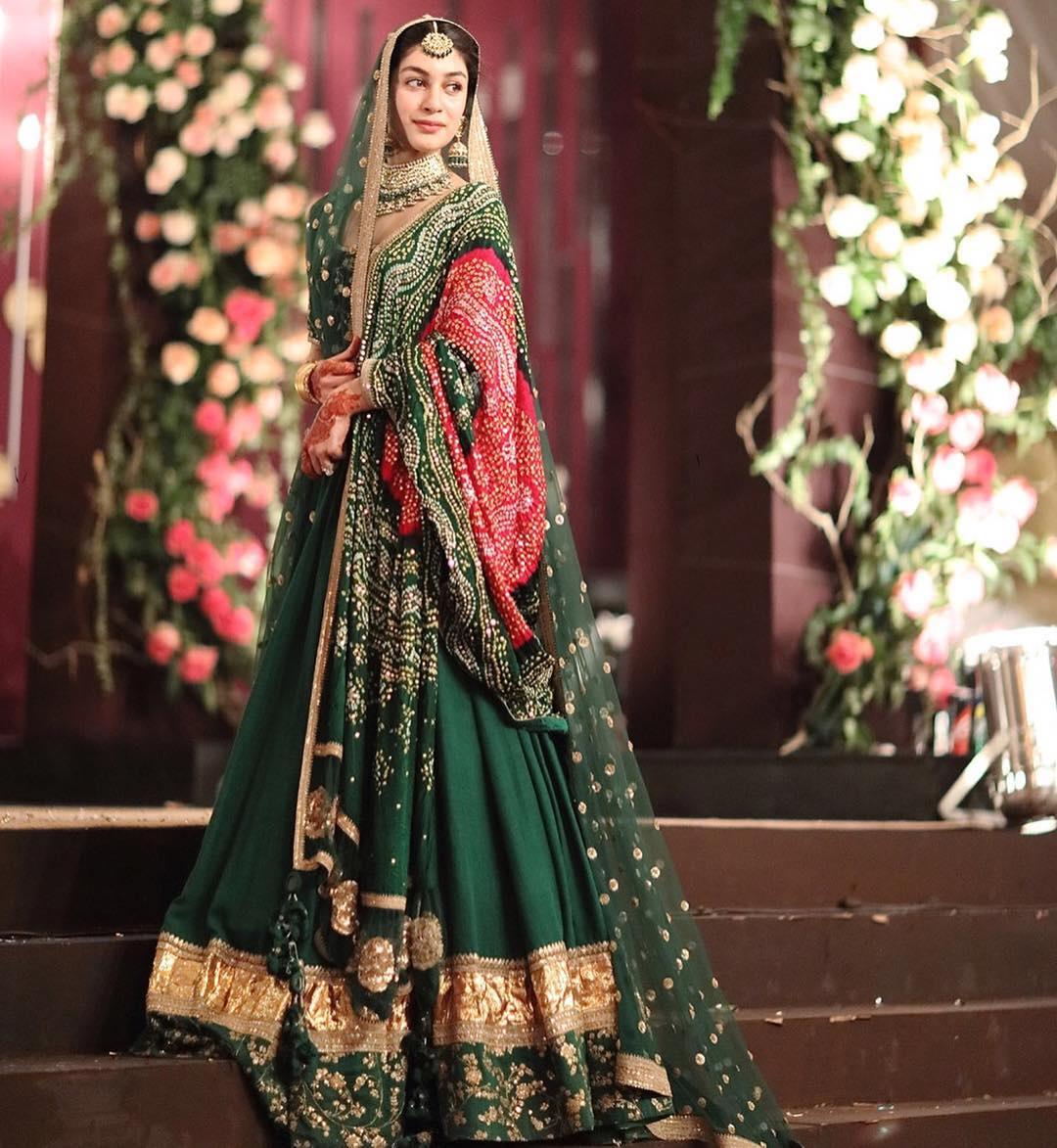 Green Bridal Lehenga With Double Dupatta