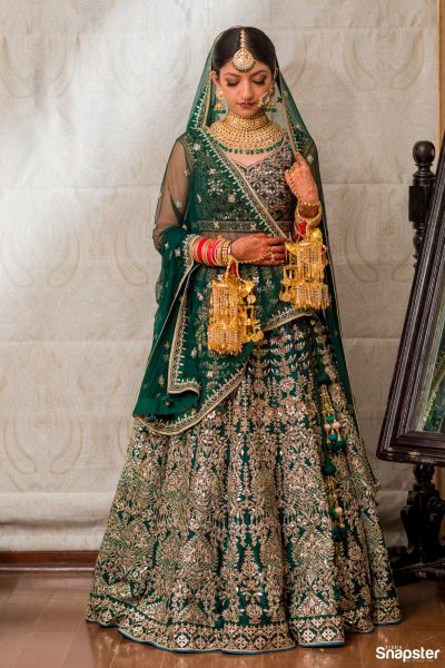 Green Bridal Lehenga With Double Dupatta