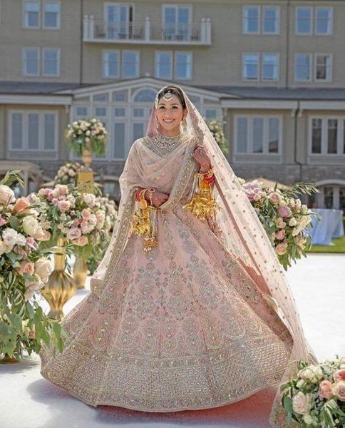 Pastel Bridal Lehenga With Double Dupatta