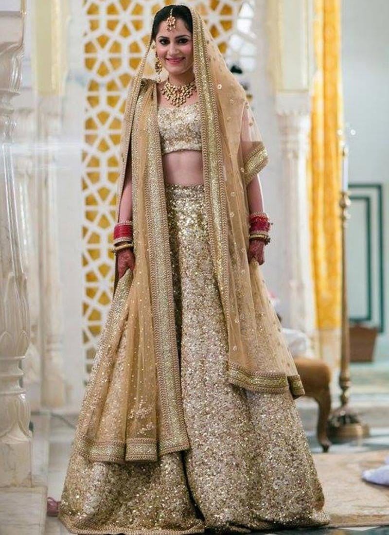 Golden Bridal Lehenga With Double Dupatta