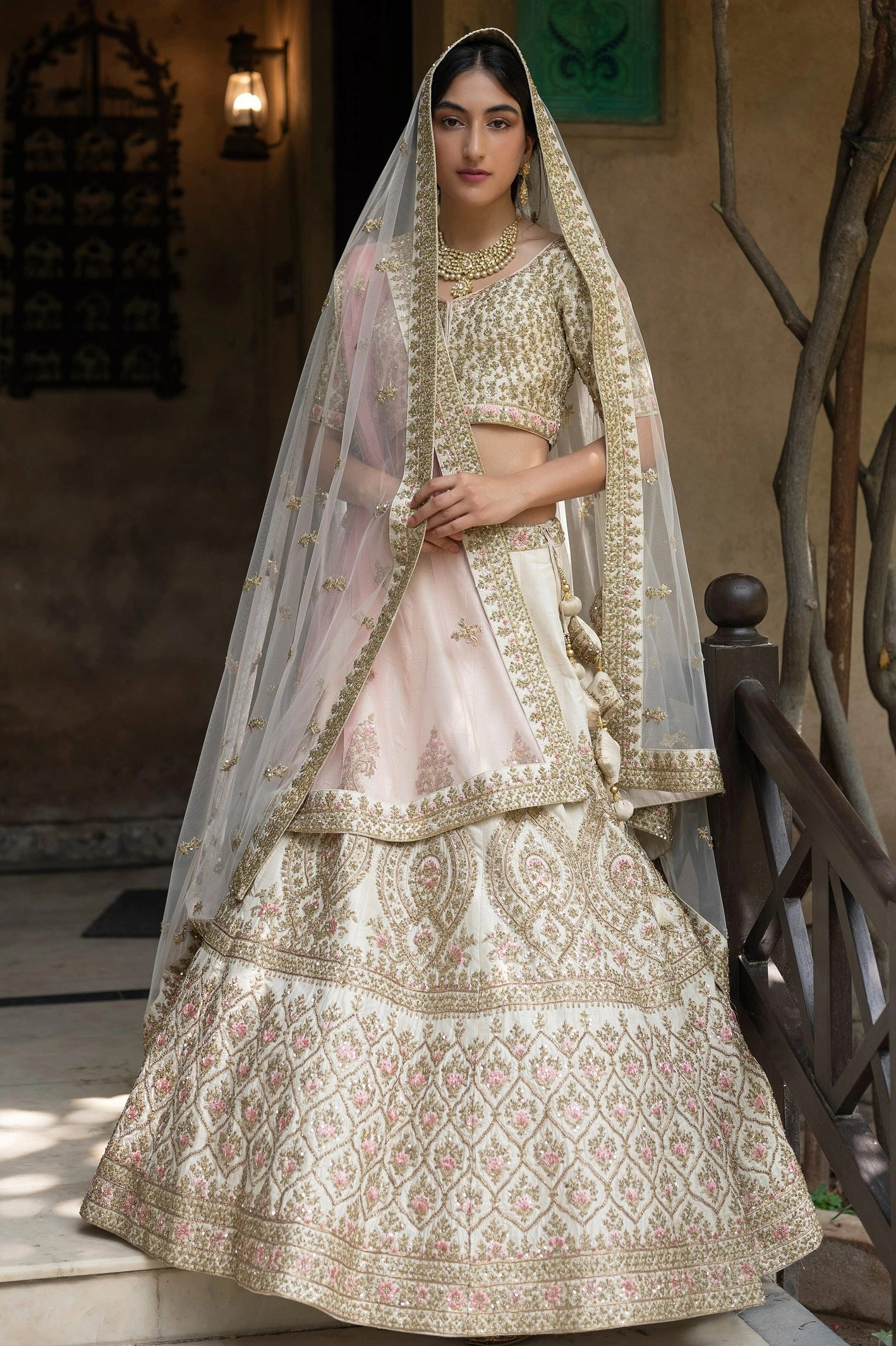 White Bridal Lehenga With Double Dupatta