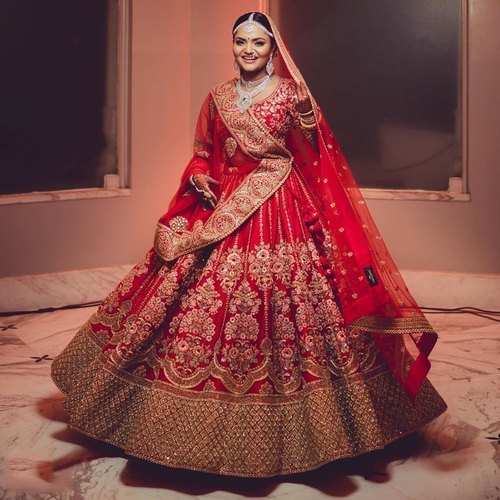 Red Bridal Lehenga With Double Dupatta