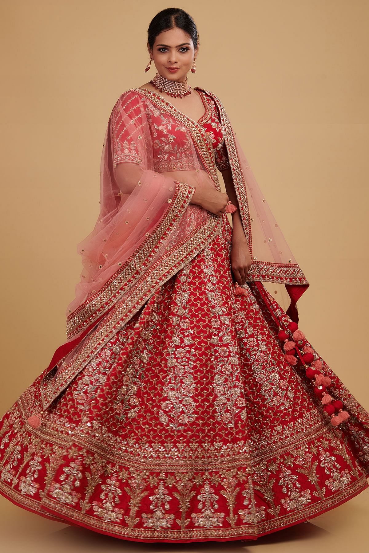 Zardosi Bridal Lehenga With Double Dupatta