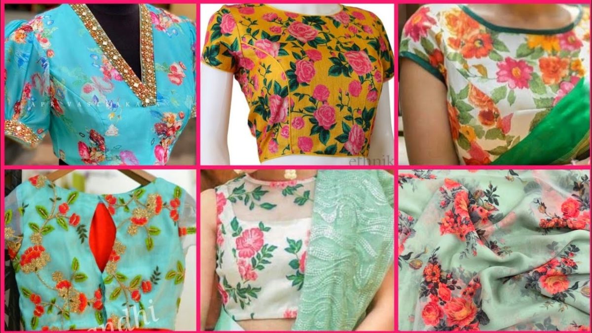 Floral Embossed Blouse Design