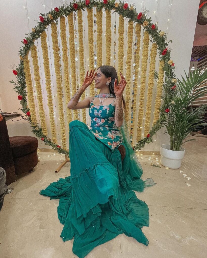 Straight Short Kurti with Flowing sharara