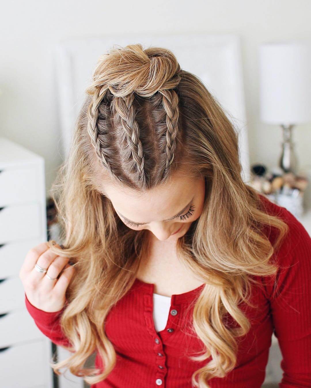 Triple Braid Half Bun Hairstyles