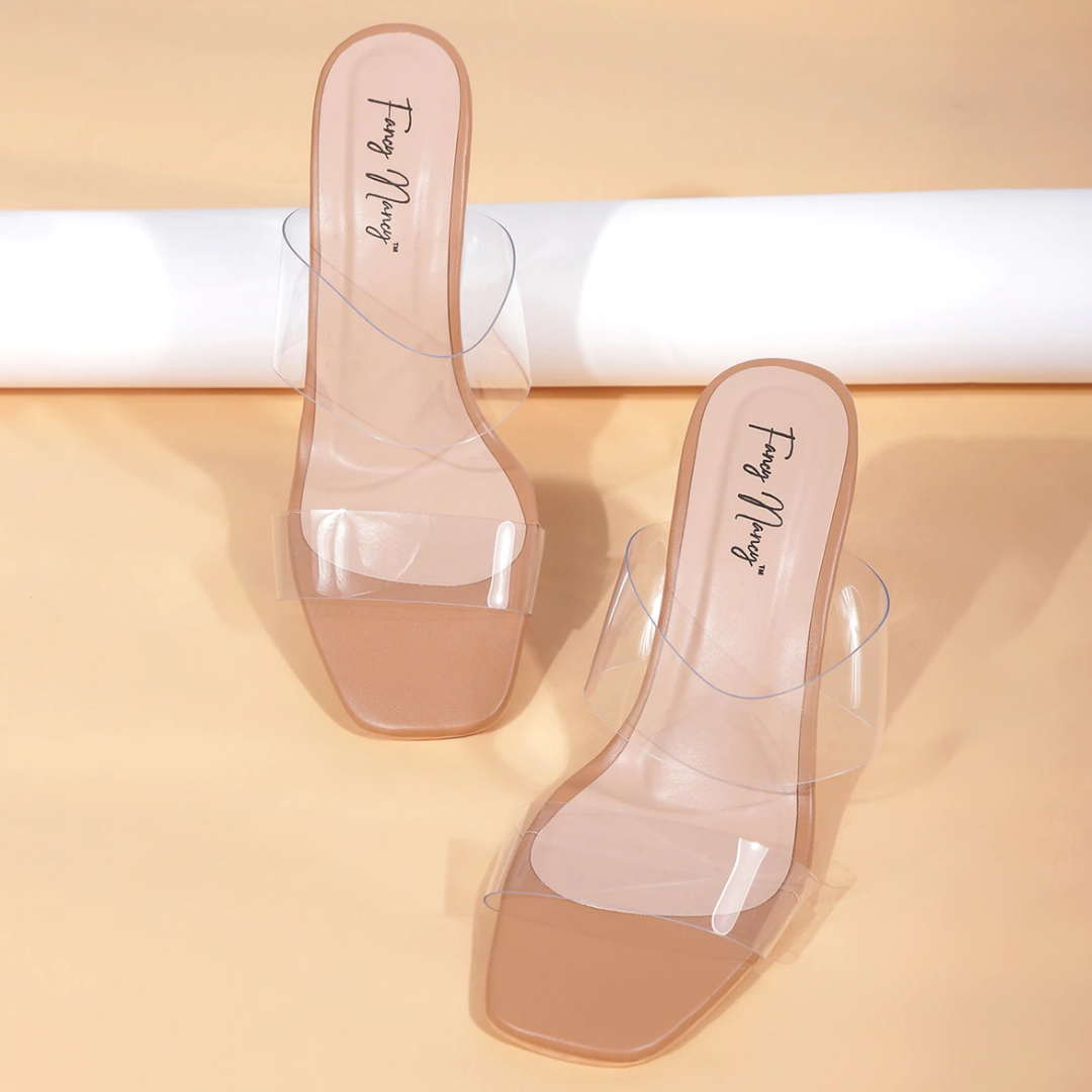 Clear Strap Nude Wedding Shoes