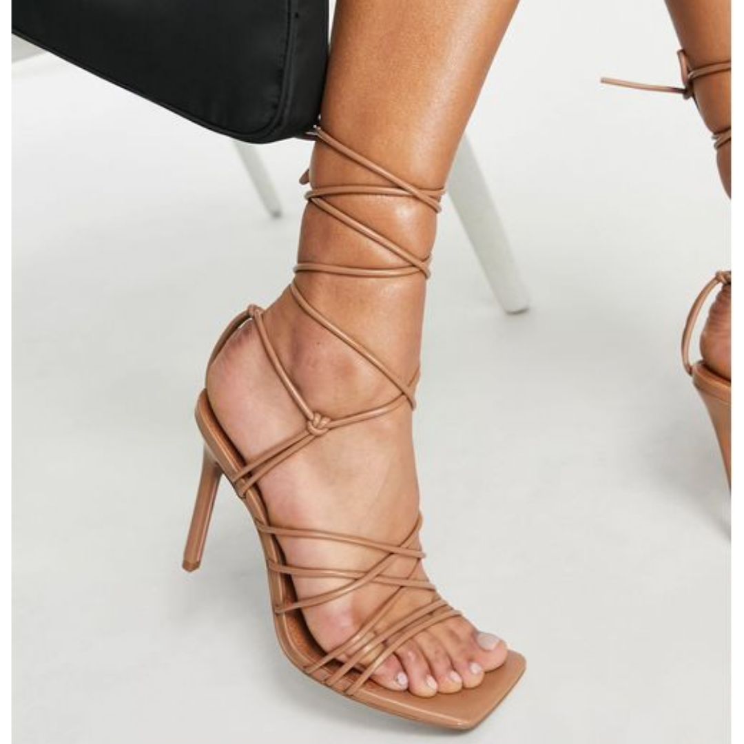 Nude Strappy Tie Bridal Sandals