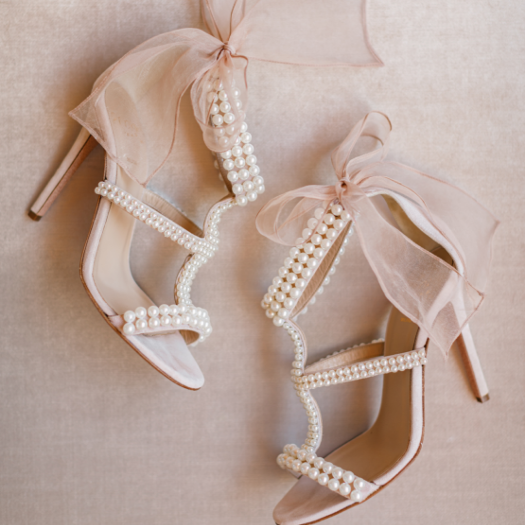 Pearl Embedded Nude Wedding Shoes