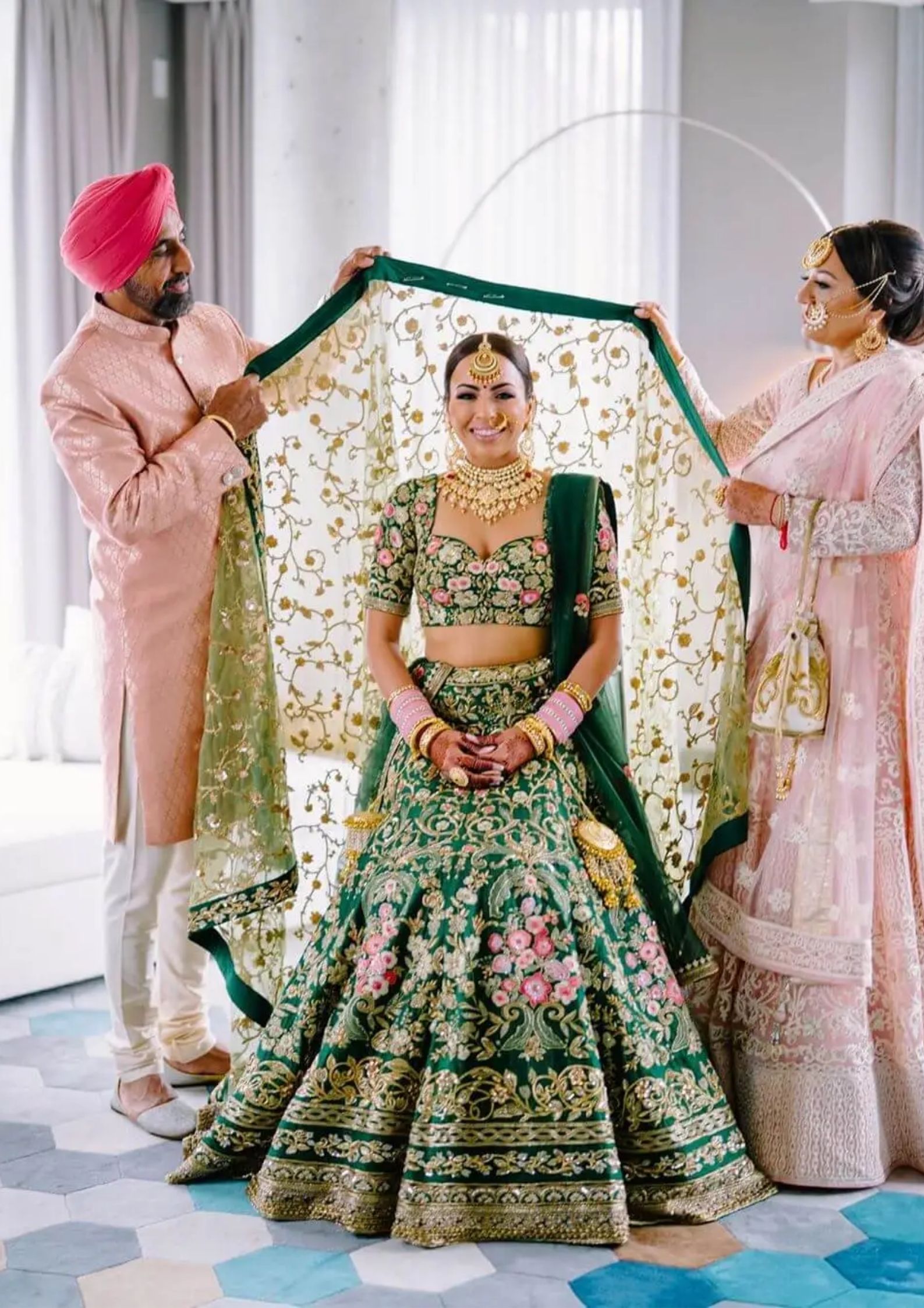 Punjabi Wedding Dresses: Green Lehengas 